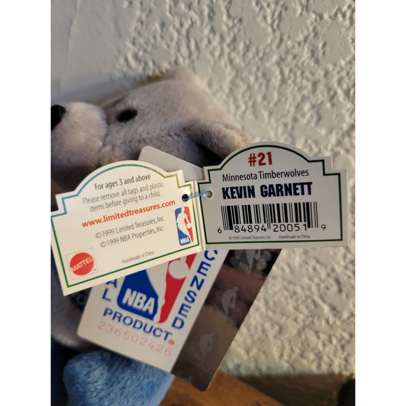 1999 Mattel Minnesota Timberwolves Kevin Garnett 21 Collectible Bear NBA License - Picture 7 of 9